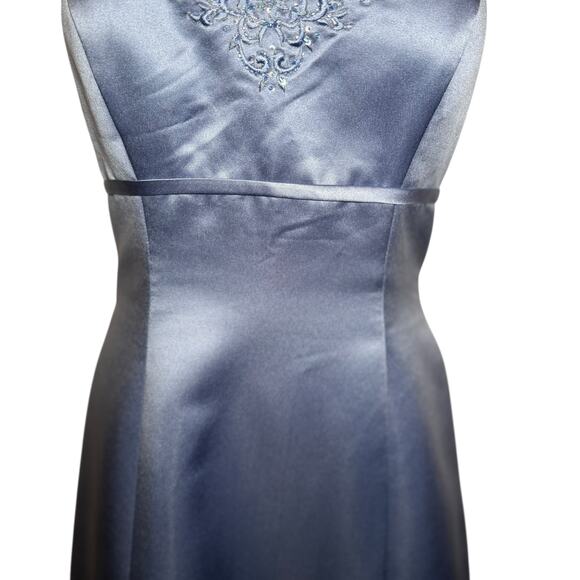 Vintage Prom Dress Maxi Gown 8 Y2K Floral Beaded Halter Glam Satin Corset 90s - Picture 6 of 16